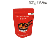 Stir-fried kimchi in a red 120g pak with spicy and savory look