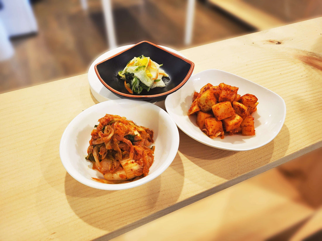 Korean radish kimchi (kkakdugi) served as a traditional side dish